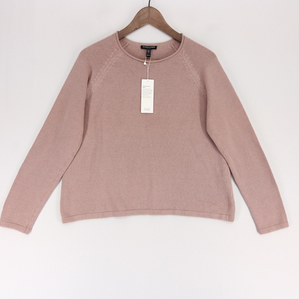 Eileen Fisher Sweater Womens PS Pink Crew Neck Raglan Sleeve Peruvian Cotton